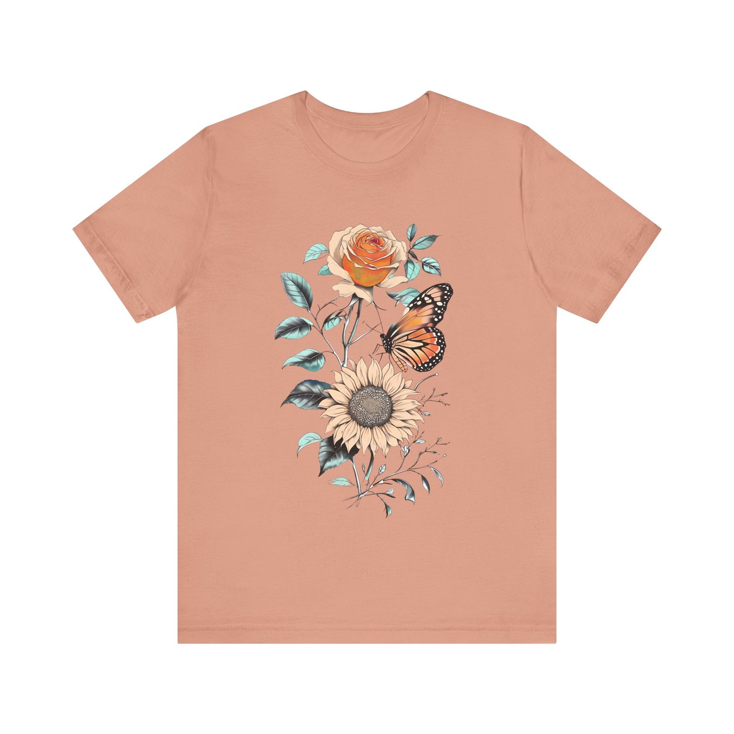 Floral Butterfly Graphic Tee - Perfect Gift for Nature Lovers, Casual Wear, Summer Outfits, Eco-Friendly Shirt, Birthday Gift