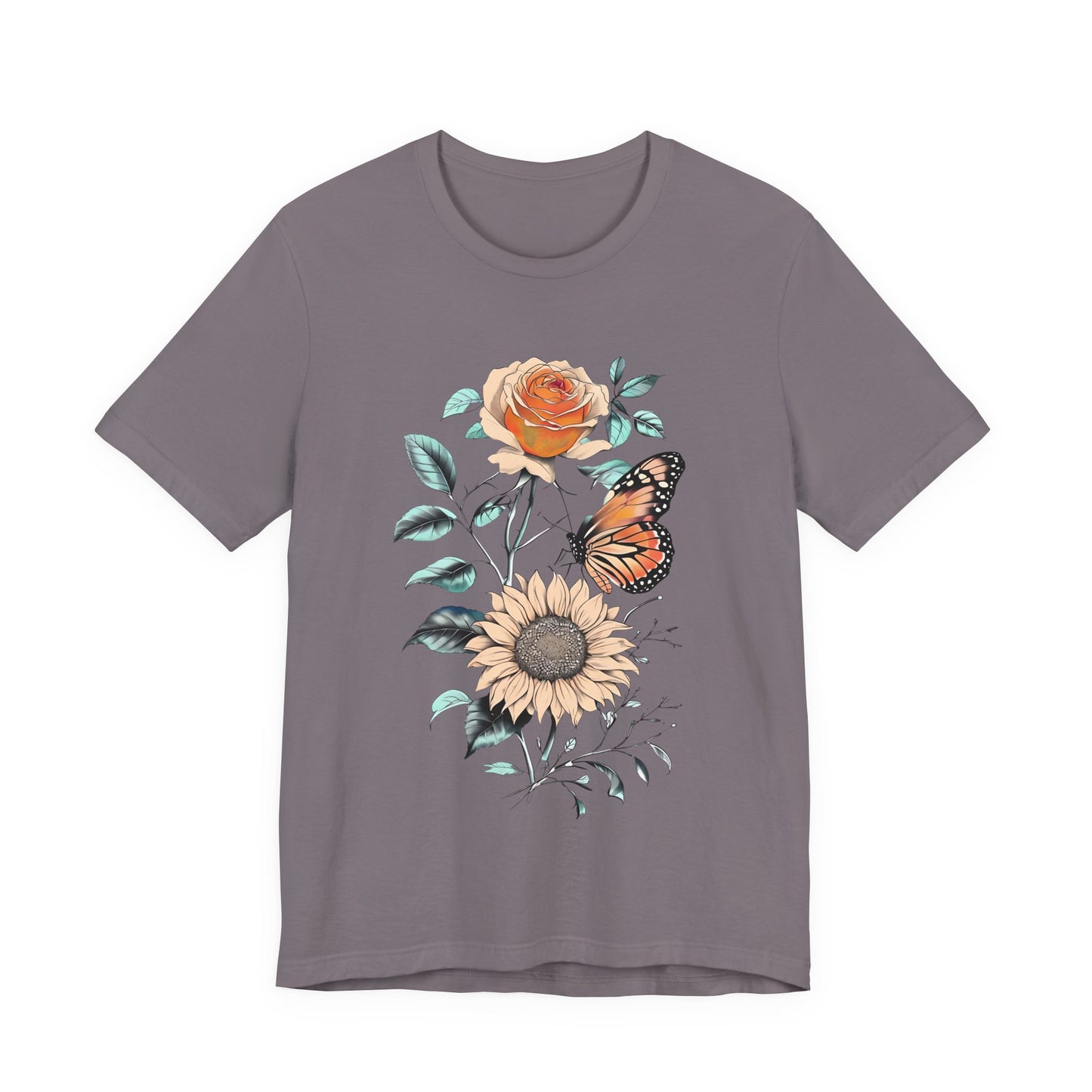 Floral Butterfly Graphic Tee - Perfect Gift for Nature Lovers, Casual Wear, Summer Outfits, Eco-Friendly Shirt, Birthday Gift