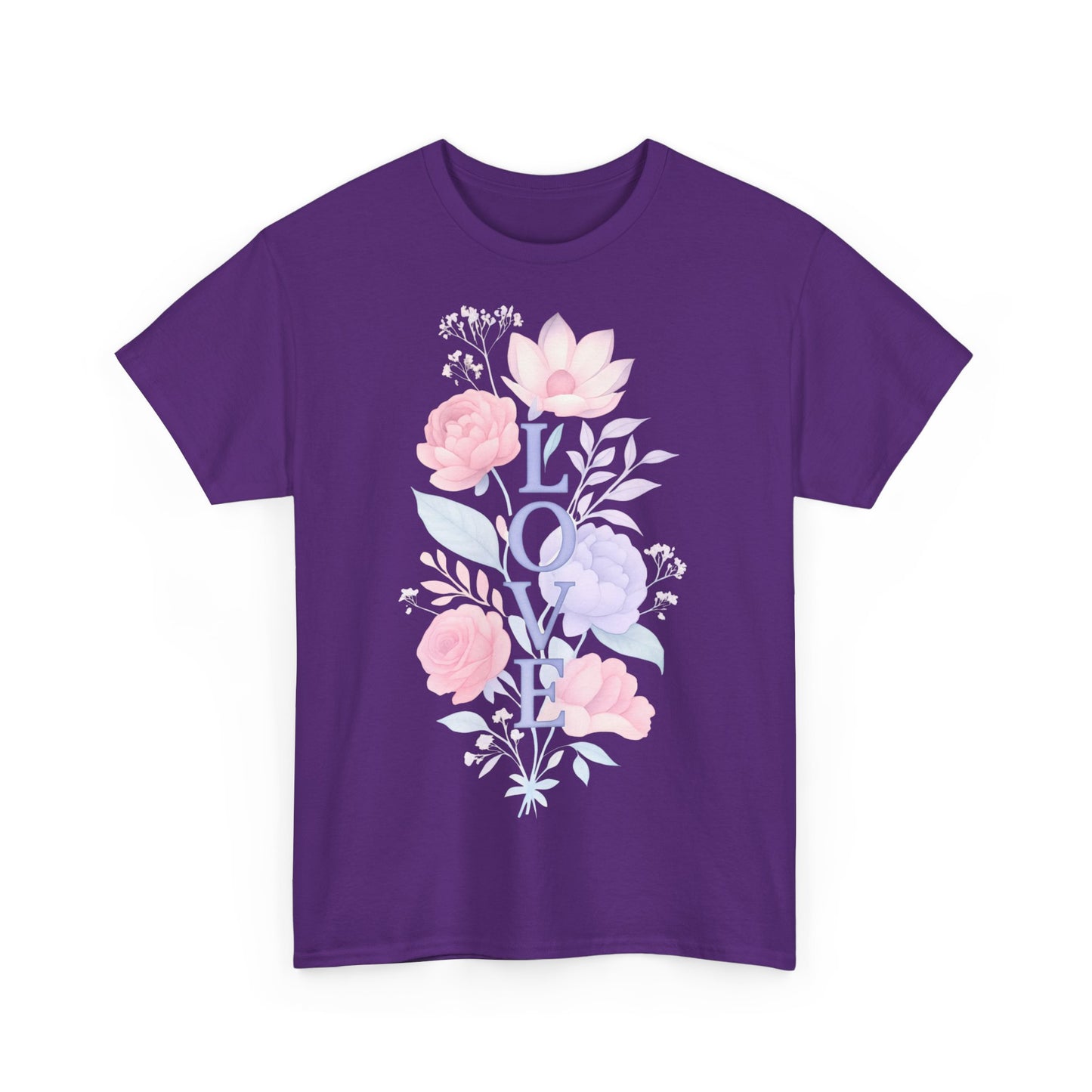 Floral Love Unisex Heavy Cotton Tee | Spring Fashion, Gift for Her, Casual Wear, Floral Graphic Shirt, Warm Weather Style