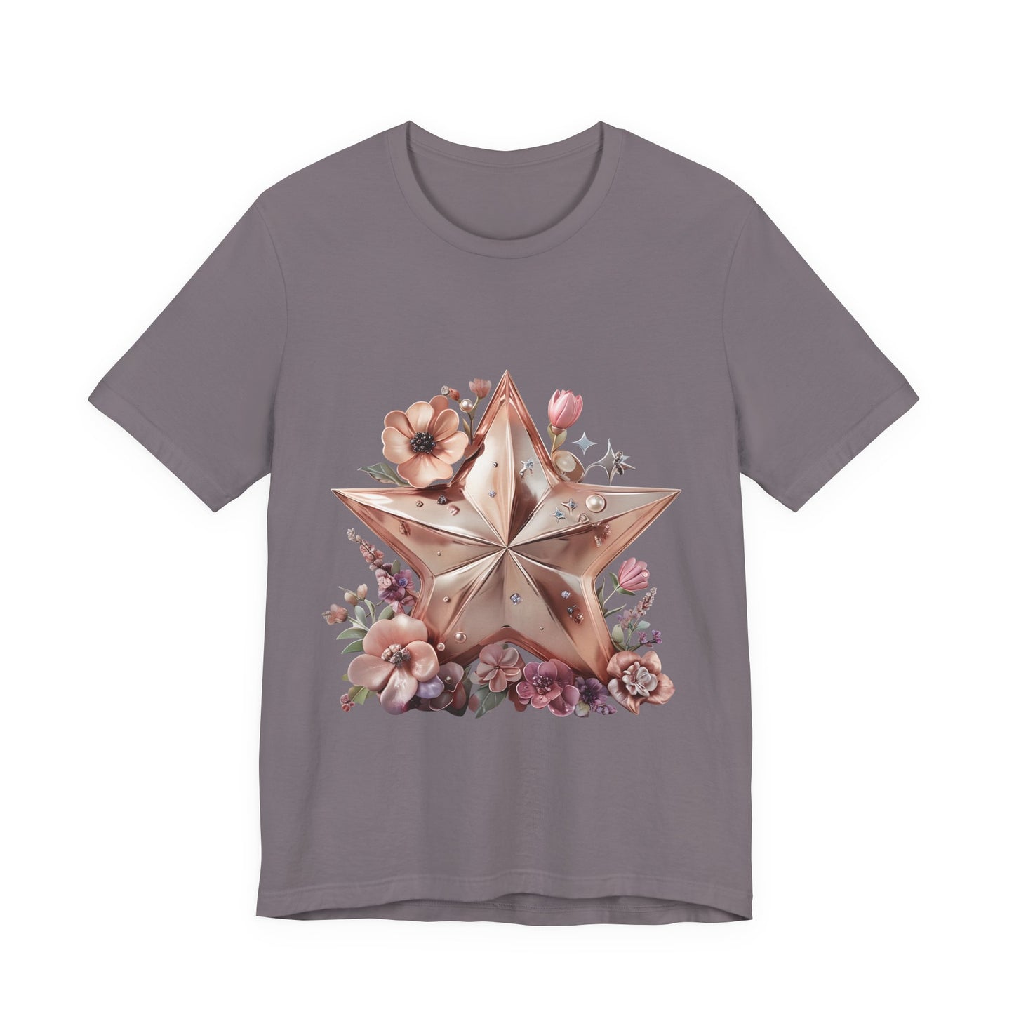 Floral Star Graphic Tee, Boho Style T-Shirt, Vintage Aesthetic Top, Casual Summer Shirt, Perfect Gift for Friends