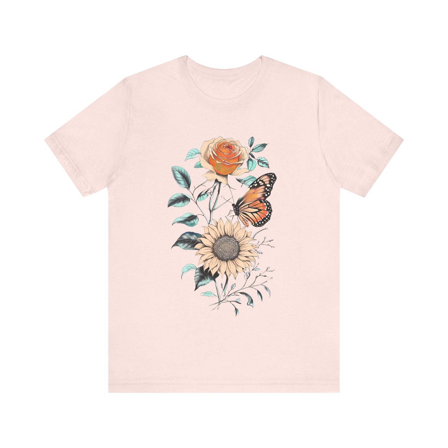 Floral Butterfly Graphic Tee - Perfect Gift for Nature Lovers, Casual Wear, Summer Outfits, Eco-Friendly Shirt, Birthday Gift