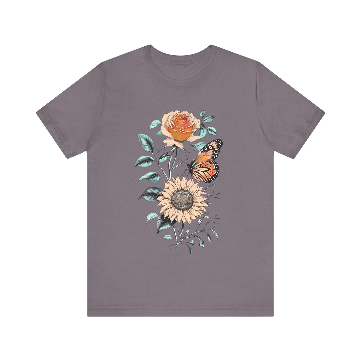 Floral Butterfly Graphic Tee - Perfect Gift for Nature Lovers, Casual Wear, Summer Outfits, Eco-Friendly Shirt, Birthday Gift