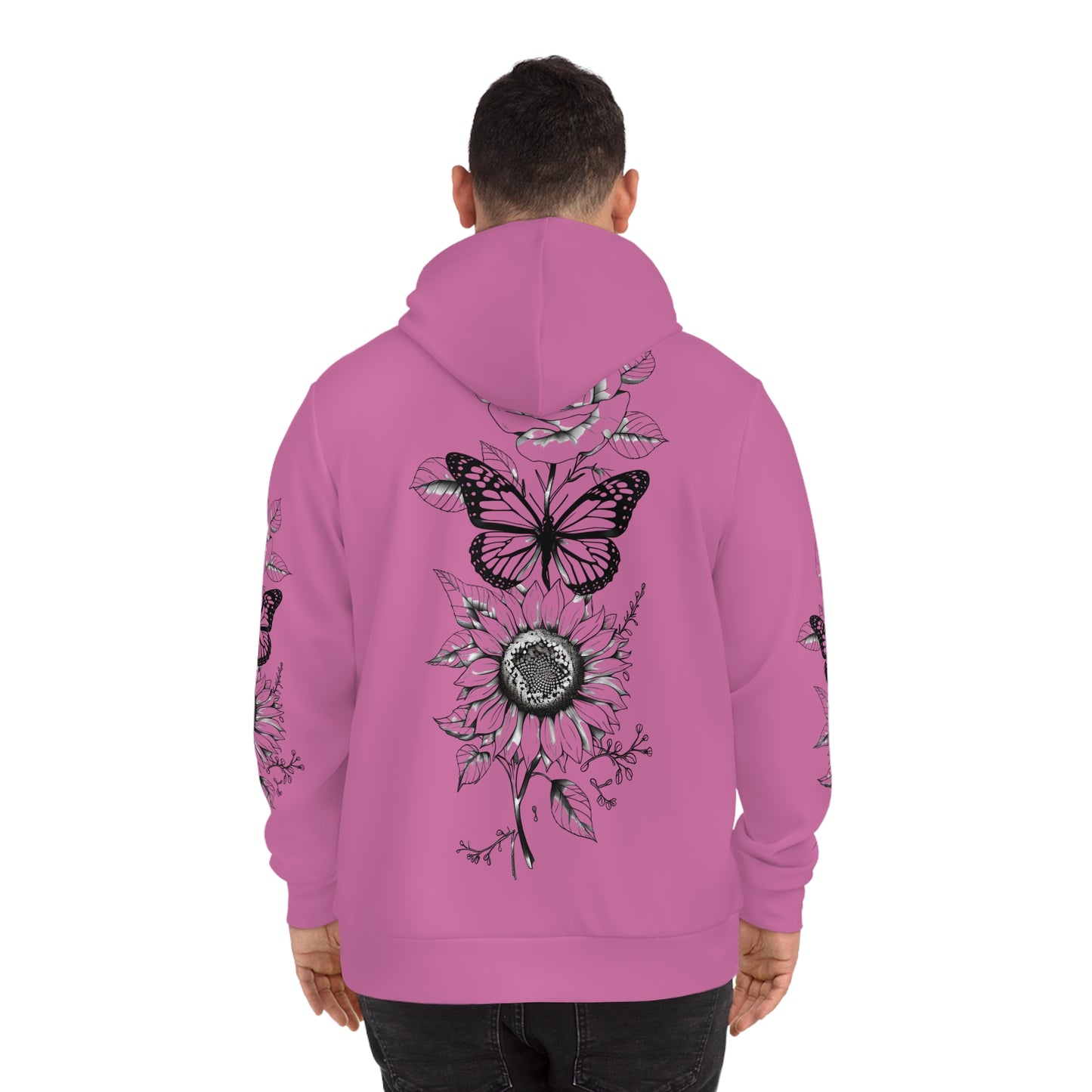 Floral Rose Butterfly Sunflower Fashion Hoodie, Nature Lover Gift, Trendy Sweatshirt, Women's Pullover, Botanical Design Jumper, Spring