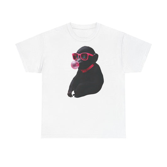 Monkey Bubblegum Tee, sunglasses Trending Women's Graphic Shirt, Cool Jungle Monkey Design, Cotton Top