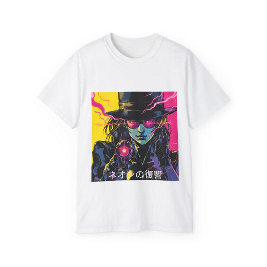 Neon Vengeance Unisex Tee, Cyberpunk Graphic Tee, Retro-Futuristic T-Shirt, Sci-Fi Gamer Shirt, Unique Artwork Clothing, Assassin Top