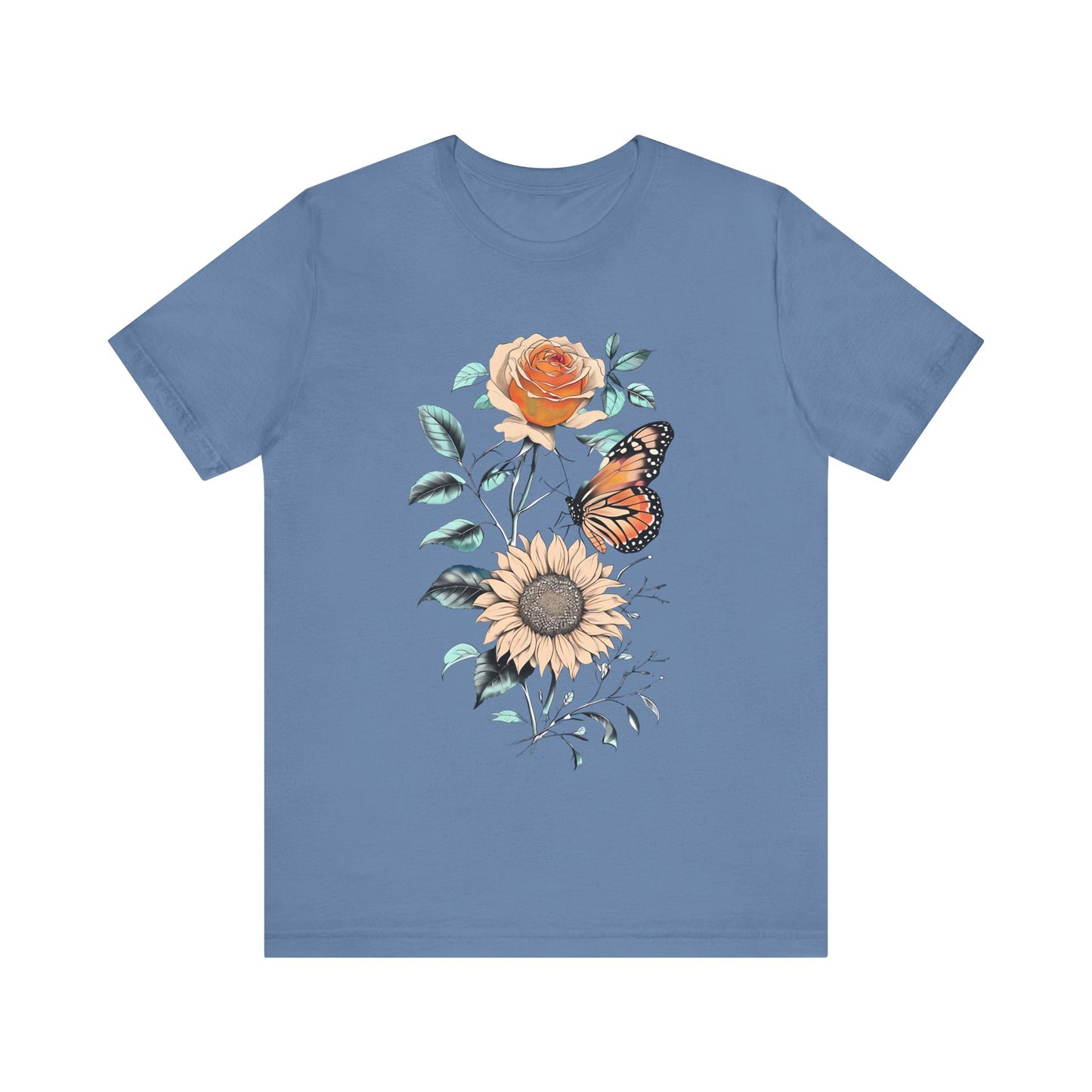 Floral Butterfly Graphic Tee - Perfect Gift for Nature Lovers, Casual Wear, Summer Outfits, Eco-Friendly Shirt, Birthday Gift
