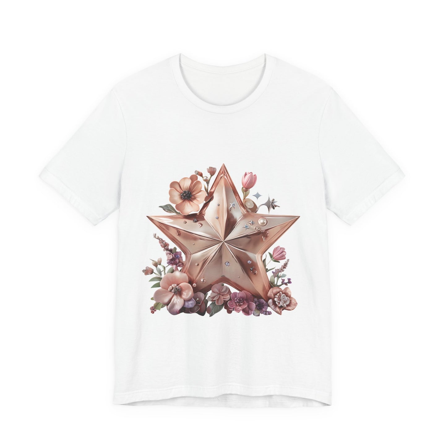 Floral Star Graphic Tee, Boho Style T-Shirt, Vintage Aesthetic Top, Casual Summer Shirt, Perfect Gift for Friends