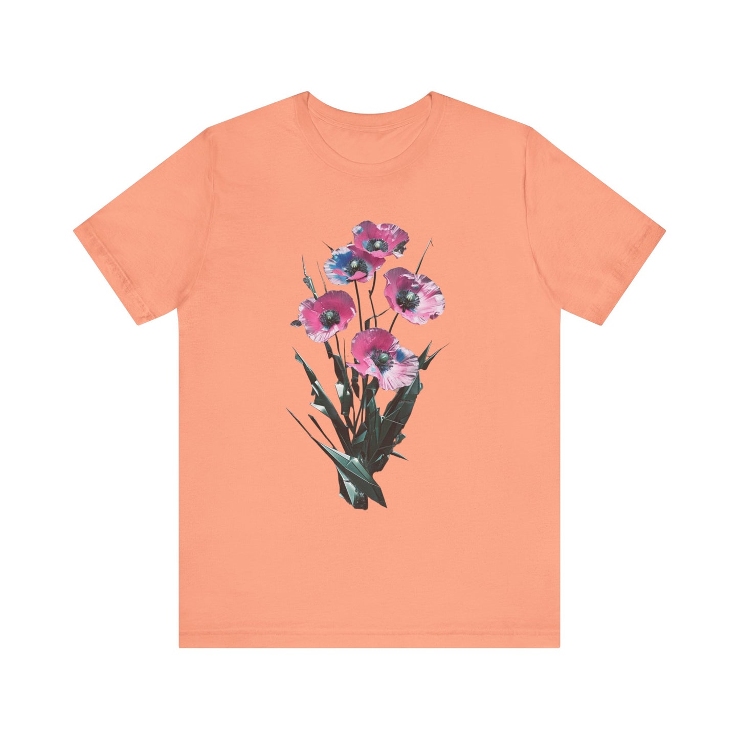 Floral Short Sleeve Tee - Colorful Blossom Design, Summer Style, Nature Lover Shirt, Casual Everyday Vibrant Floral  Fresh, Stylish