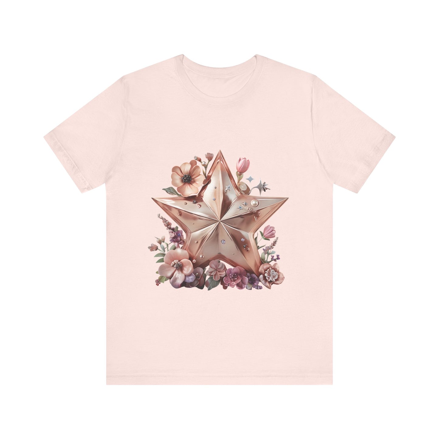 Floral Star Graphic Tee, Boho Style T-Shirt, Vintage Aesthetic Top, Casual Summer Shirt, Perfect Gift for Friends